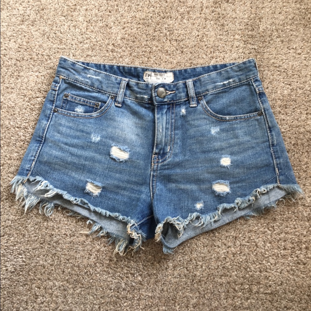 Free People Distressed Denim Cutoff Shorts 27